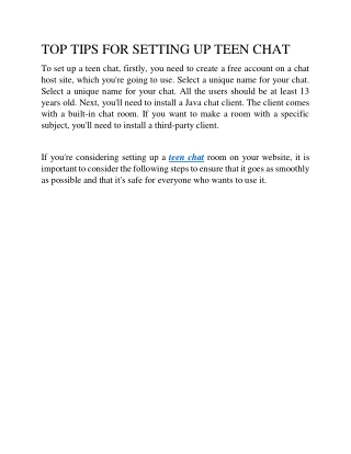 Top Tips for Setting up Teen Chat