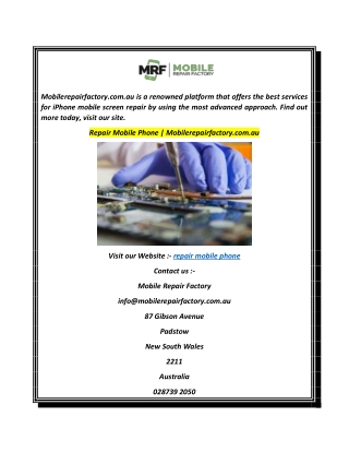 Repair Mobile Phone  Mobilerepairfactory.com.au