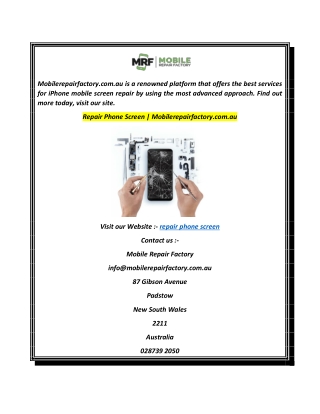 Repair Phone Screen  Mobilerepairfactory.com.au