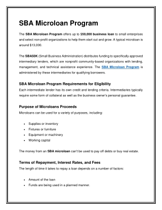 SBA Microloan Program