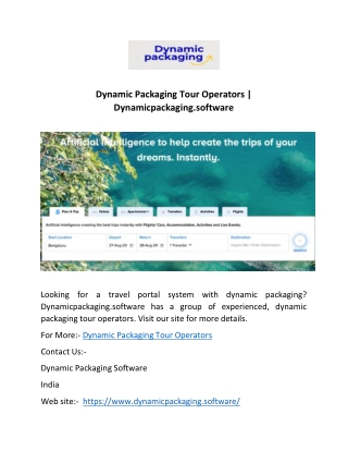 Dynamic Packaging Tour Operators