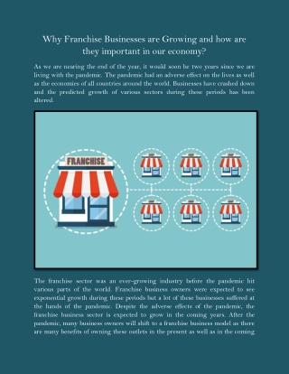 Why Franchise Businesses are Growing and how are they important in our economy