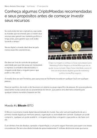 Conheça algumas CriptoMoedas recomendadas e seus propósitos antes de começar investir seus recursos