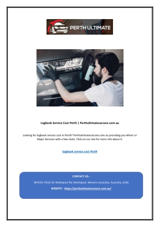 Logbook Service Cost Perth | Perthultimatecarcare.com.au
