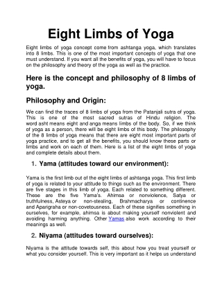 Eight Limbs of Yoga