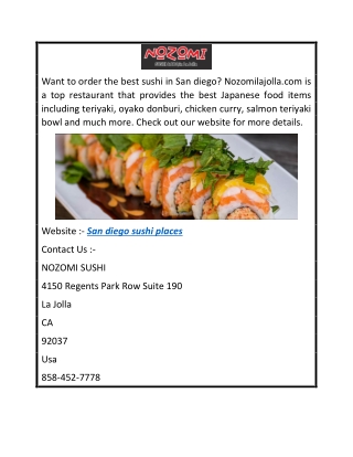San diego sushi places   Nozomilajolla.com