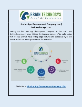 Hire Ios App Development Company Usa | Braintechnosys.com