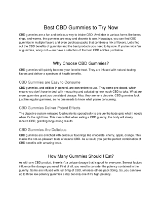 Best CBD Gummies to Try Now