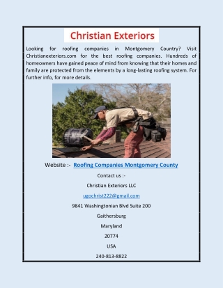 Roofing Companies Montgomery County | Christianexteriors.com