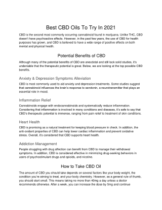 Best CBD Oils To Try In 2021