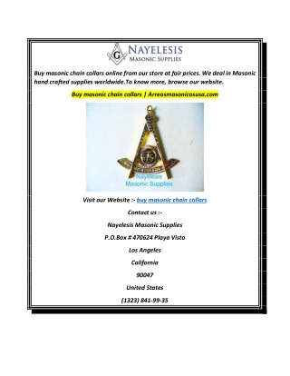 Buy masonic chain collars  Arreosmasonicosusa.com