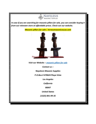 Masonic pillars for sale  Arreosmasonicosusa.com