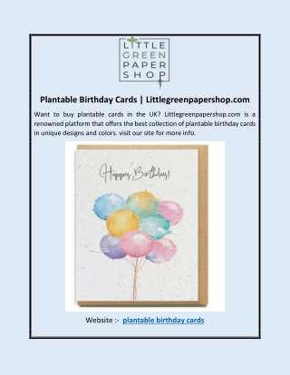 Plantable Birthday Cards | Littlegreenpapershop.com