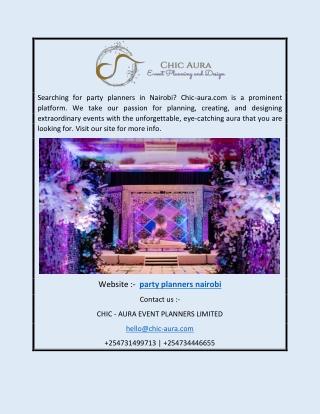 Party Planners Nairobi | Chic-aura.com