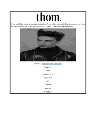 Men’s hair salon Vancouver | Thomlife.com