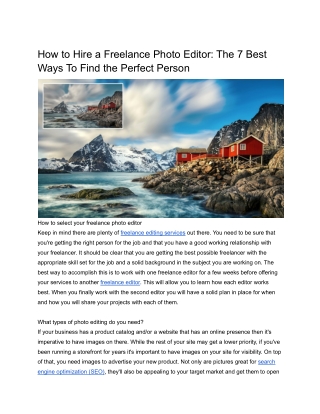 The Best How to hire Freelance Photo Editor Ever