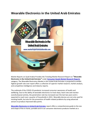 Wearable Electronics in the United Arab Emirates