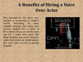 6 Benefits of Hiring a Voice Over Actor