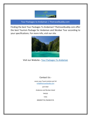 Tour Packages to Andaman | Thetravelbuddy.com