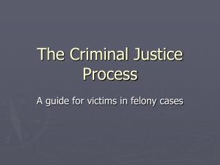 The Criminal Justice Process