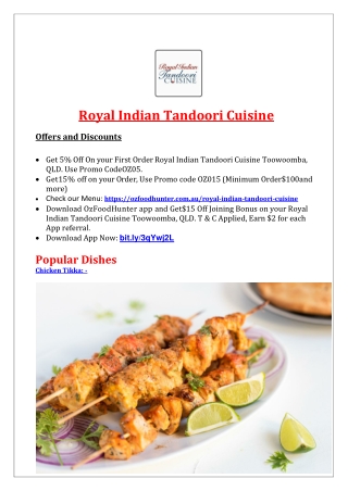 5% Off - Royal Indian Tandoori Cuisine Toowoomba Menu, QLD