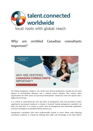 Why are certified Canadian consultants important