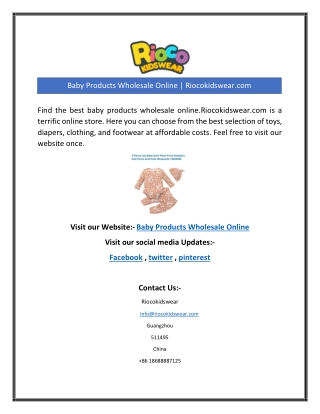 Baby Products Wholesale Online | Riocokidswear.com
