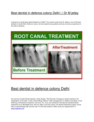 Best dentist in defence colony Delhi