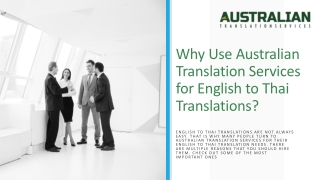 Why Use Australian Translation Services for English to Thai Translations