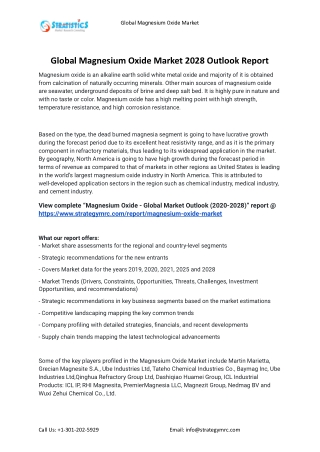 2021 Magnesium Oxide Market Global Analysis Report