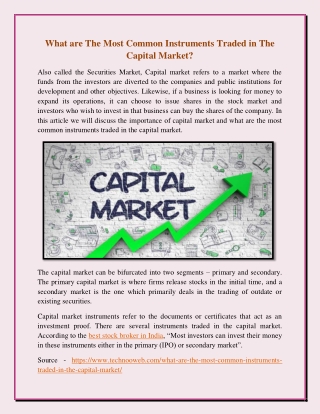 What are The Most Common Instruments Traded in The Capital Market