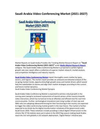 Saudi Arabia Video Conferencing Market (2021-2027)