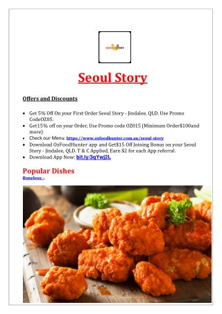 5% Off – Seoul Story Korean Restaurant Delivery Jindalee, QLD