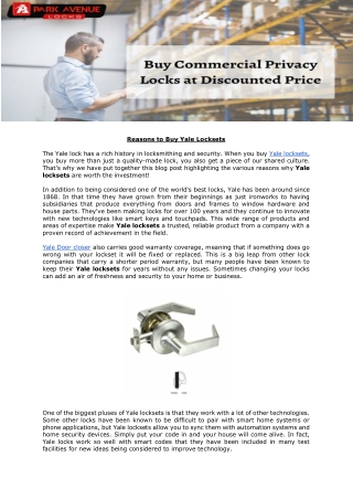 Reasons to Buy Yale Locksets