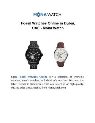 Fossil Watches Online in Dubai, UAE - Mona Watch