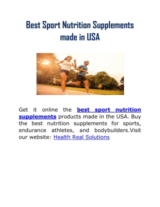 Best Sport Nutrition Supplements made in USA