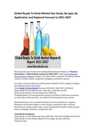 Global Ready To Drink Market Research Report 2021-2027