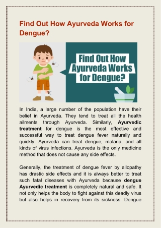 Find out how Dengue Ayurvedic Treatment works