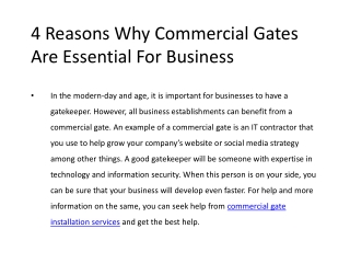 4 Reasons Why Commercial Gates Are Essential For Business