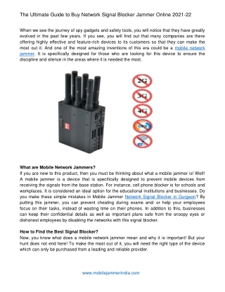 The Ultimate Guide to Buy Network Signal Blocker Jammer Online 2021-22