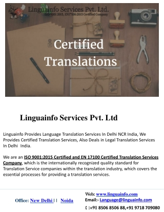 Certified Language Translation Company In India|Linguainfo