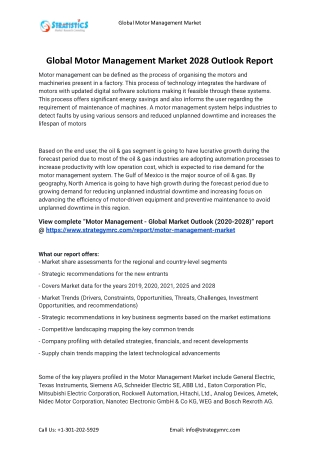 2021 Motor Management Market Global Analysis Report