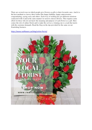 Role of an Online Florist