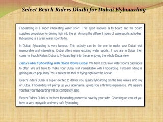 Select Beach Riders Dhabi for Dubai Flyboarding