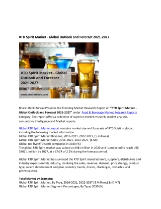 RTD Spirit Market - Global Outlook and Forecast 2021-2027