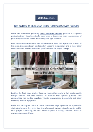 Tips on How to Choose an Order Fulfilment Service Provider