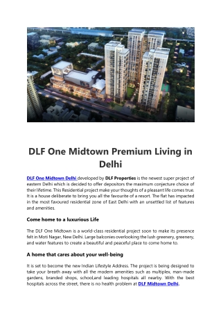 DLF One Midtown Moti Nagar Delhi