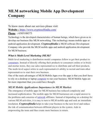 MLM networking Mobile App Development Company