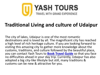 Traditional Living and culture of Udaipur
