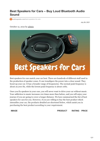 Best Speakers for Cars – Buy Loud Bluetooth Audio Sound